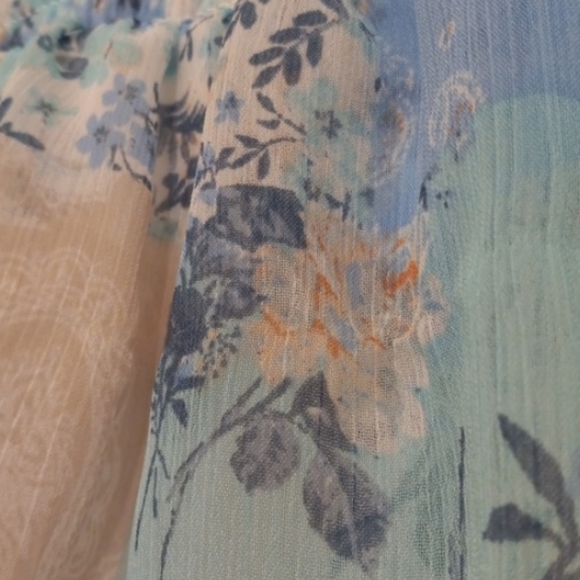 Tiered Smocked Western Ruffle SKORT Skirt Blue Floral Comfy Summer Beach Boho - Picture 4 of 14